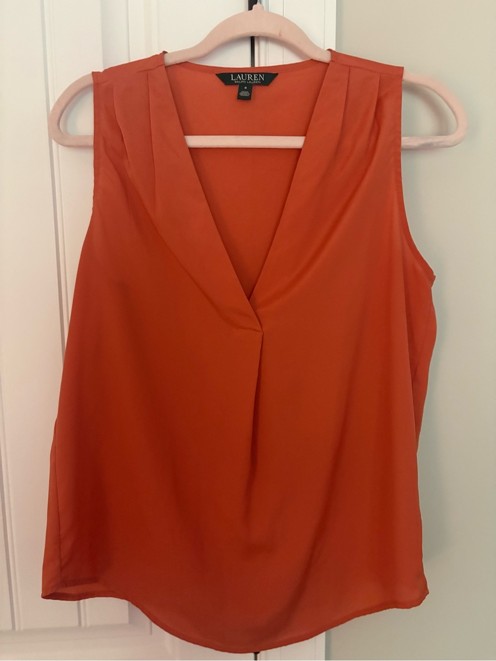 Lauren Ralph Lauren Orange Sleeveless V-Neck Pleated Camisole wm sz8